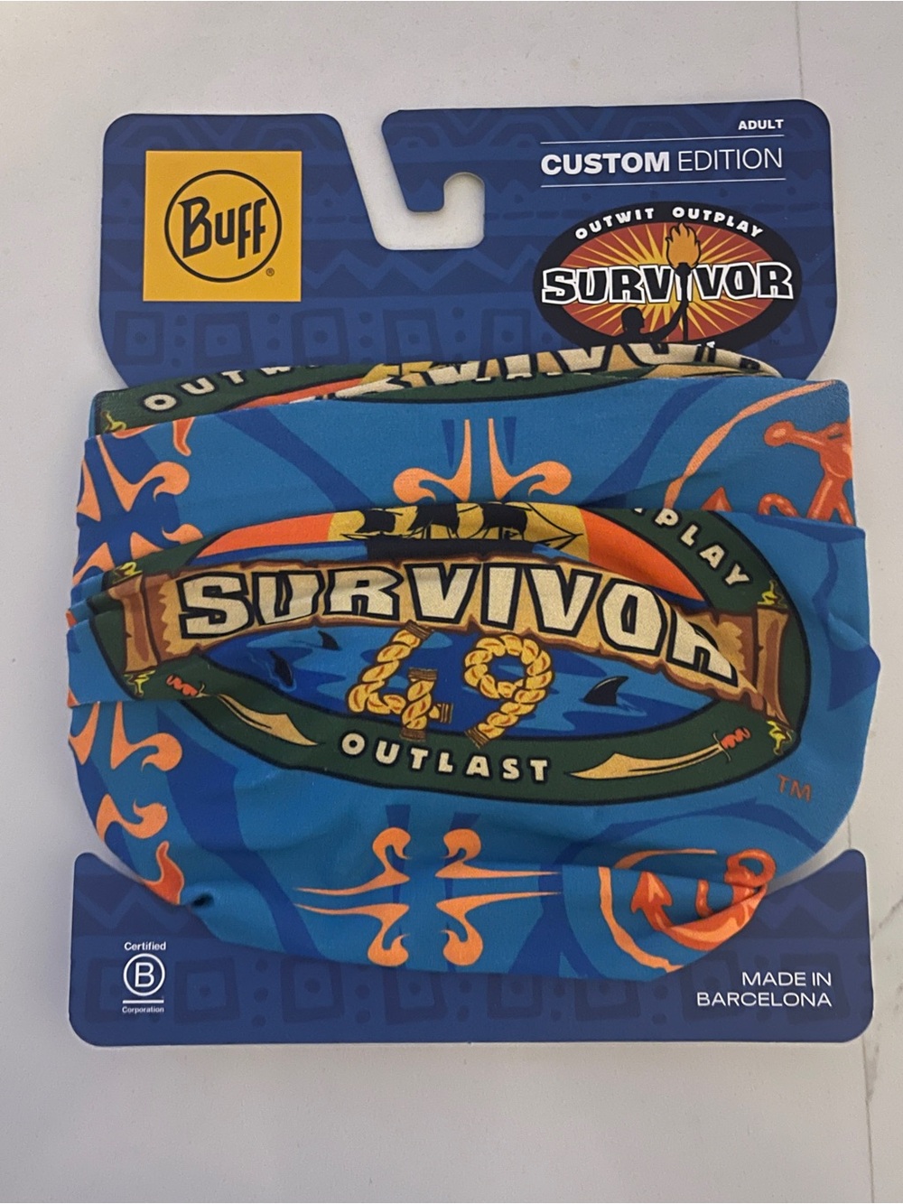 Survivor 49 Blue Kele Buff New on Card with Tags